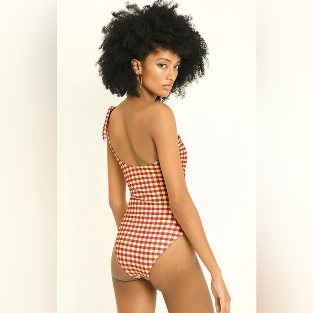 Touché Women's one-shoulder swimsuit. Size S. Lined with soft cups. Pink and - Picture 4 of 16